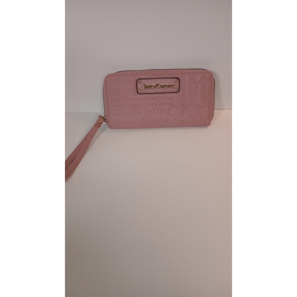 Juicy Couture Dusty Rose Pink Wristlet Wallet Gold Hardware Zip Around Logo